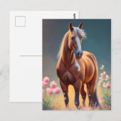 Schönes Quarter Pferd mit Blume Name Postkarte (Vorne/Hinten)
