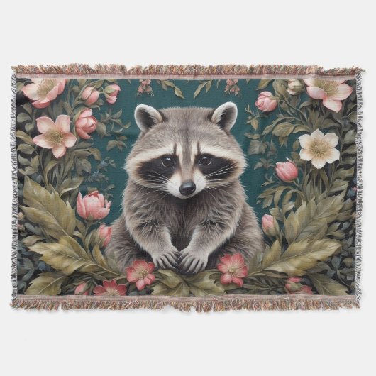 Schönes Racoon Pink Floral Decke (Vorderseite)