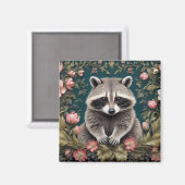 Schönes Racoon Pink Floral Magnet (Vorderseite/Rückseite)