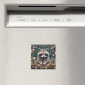 Schönes Racoon Pink Floral Magnet (In Situ (Geschirrspüler))