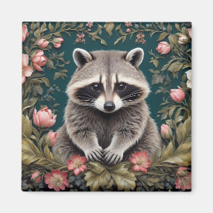 Schönes Racoon Pink Floral Magnet