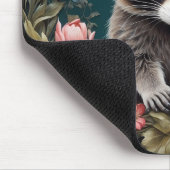 Schönes Racoon Pink Floral Mousepad (Ecke)