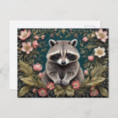 Schönes Racoon Pink Floral Postkarte (Vorne/Hinten)