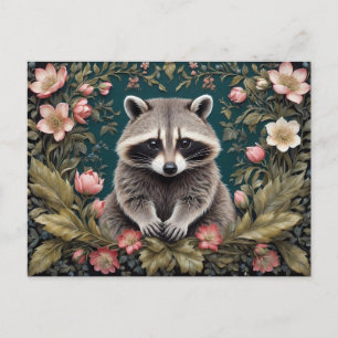 Schönes Racoon Pink Floral Postkarte
