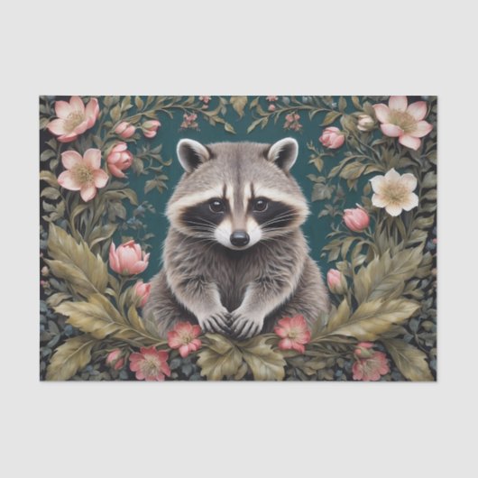 Schönes Racoon Pink Floral Seidenpapier (Vorderseite)