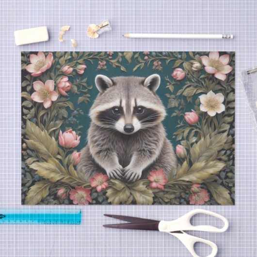 Schönes Racoon Pink Floral Seidenpapier (Handwerk)