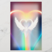 Schönes Rainbow Angel Wings Monogram Stationery Briefpapier (Rückseite)