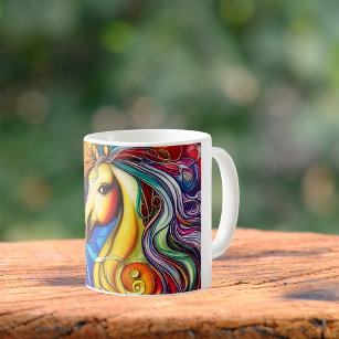 Schönes Rainbow Horse Portrait Kaffeetasse