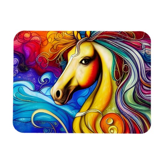 Schönes Rainbow Horse Portrait Magnet (Horizontal)