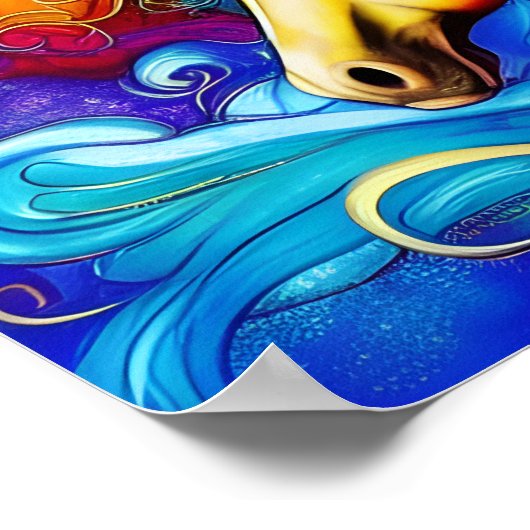 Schönes Rainbow Horse Portrait Poster (Ecke)