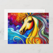 Schönes Rainbow Horse Portrait Postkarte (Vorne/Hinten)