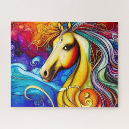 Schönes Rainbow Horse Portrait Puzzle