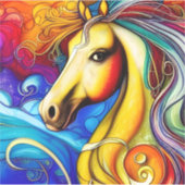 Schönes Rainbow Horse Portrait Vinyl Decal Aufkleber (Vorderseite)