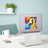 Schönes Rainbow Horse Portrait Vinyl Decal Aufkleber (Laptop auf Schreibtisch)