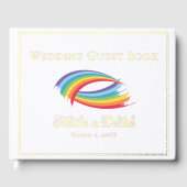 Schönes Rainbow Wedding Gold Foil Script Gästebuch (Vorderseite)