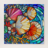 Schönes Rätsel der Tropischen Buntglaskunst Puzzle (Horizontal)