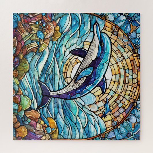 Schönes Rätsel der Tropischen Buntglaskunst Puzzle (Horizontal)