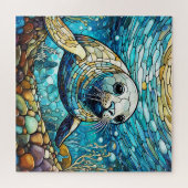 Schönes Rätsel der Tropischen Buntglaskunst Puzzle (Horizontal)