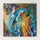 Schönes Rätsel der Tropischen Buntglaskunst Puzzle (Horizontal)