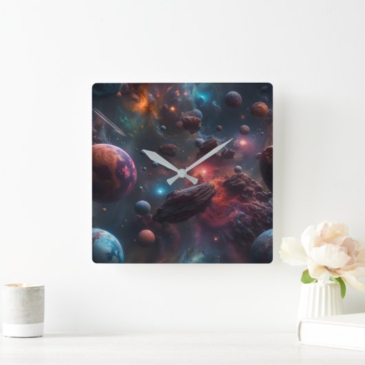 Schönes Raumplakat Quadratische Wanduhr (Zuhause)