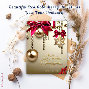 Schönes Red Gold frohe Weihnachten Neues Jahr Postkarte