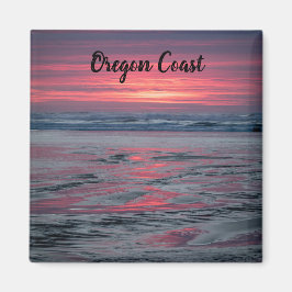 Schönes Red Sunset am Nye Beach Newport Oregon Magnet