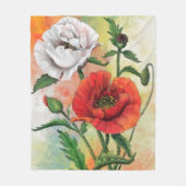 Schönes Red White Poppy Fleece Blanket (Vorderseite)