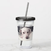 Schönes Regal White Labrador Mix Dog Gray Acryli Acryltrinkbecher (Rückseite)