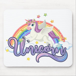 Schönes Regenbogen-Einhorn Mousepad