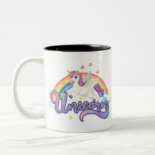 Schönes Regenbogen Einhorn Zweifarbige Tasse