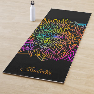 Schönes Regenbogen-Mandala-Muster personalisieren Yogamatte