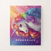 Schönes Regenbogen Mane Unicorn Personalisiert Puzzle (Vertikal)