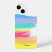 Schönes Regenbogen Wasserfarbe Elegantes Monogramm iPhone Hülle (Rückseite)