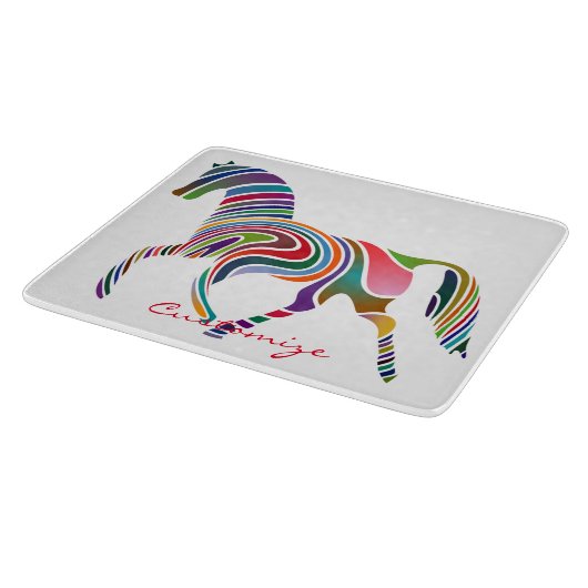 Schönes Regenbogenfarbenpferd Thunder_Cove Schneidebrett (Ecke)