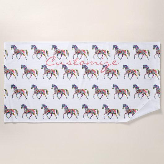 Schönes Regenbogenfarbenpferd Thunder_Cove Strandtuch (Vorderseite)