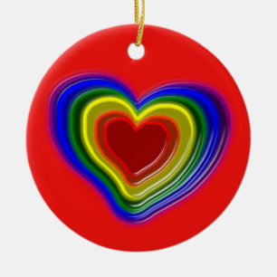 schönes Regenbogenherz Keramik Ornament
