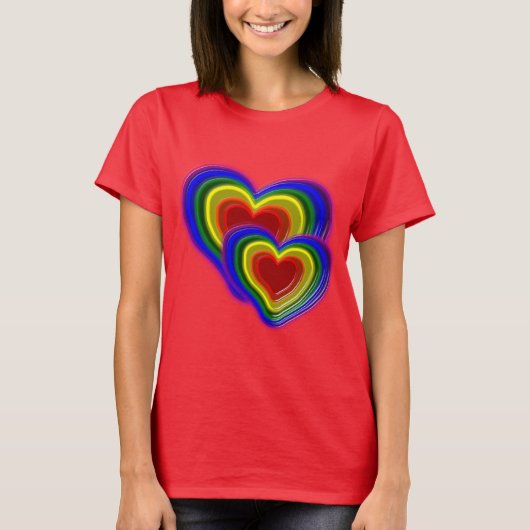 schönes Regenbogenherz T-Shirt (Vorderseite)