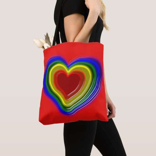 schönes Regenbogenherz Tasche (Von Nahem)
