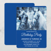 Schönes Reitteam Winter Foto Geburtstag Einladung (Vorne/Hinten)