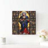 Schönes religiöses Heiliges Herz der Jungfrau Mary Quadratische Wanduhr (Zuhause)