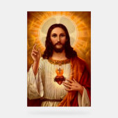 Schönes religiöses Heiliges Herz Jesu Acrylschild (Vorderseite)