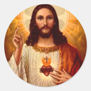 Schönes religiöses heiliges Herz von Jesus-Bild Runder Aufkleber
