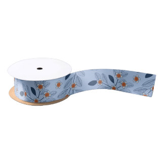 Schönes Retro-Blumenmuster Satinband