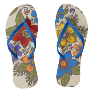 Schönes Retro Boho Blumendesign Badesandalen
