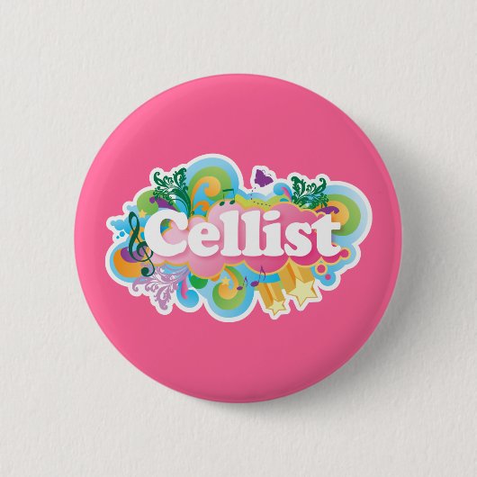 Schönes Retro Cellist-Musik-Geschenk Button (Vorderseite)