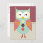 Schönes Retro-Owl Postkarte (Vorne/Hinten)