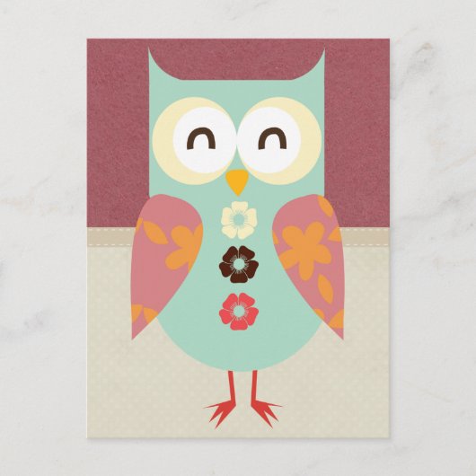 Schönes Retro-Owl Postkarte (Vorderseite)