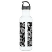 Schönes Retro schwarz-weiß Edelstahlflasche (Rückseite)