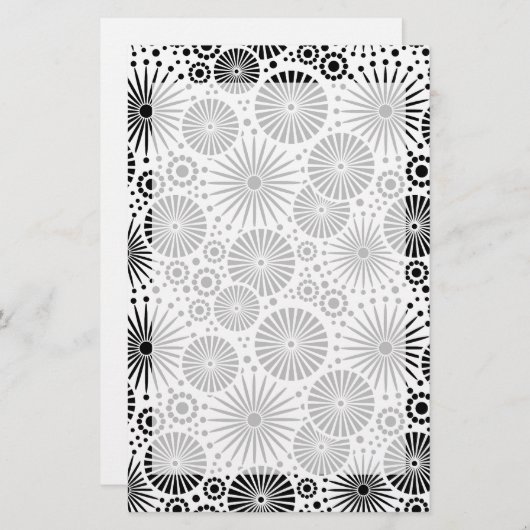 Schönes Retro-Schwarz-Weiß-Geschirr Briefpapier (Vorne/Hinten)