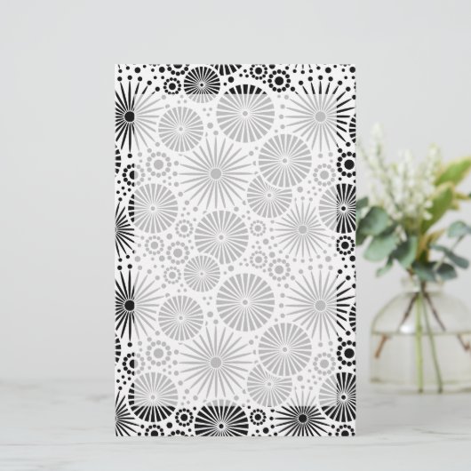 Schönes Retro-Schwarz-Weiß-Geschirr Briefpapier (Stehend Vorderseite)